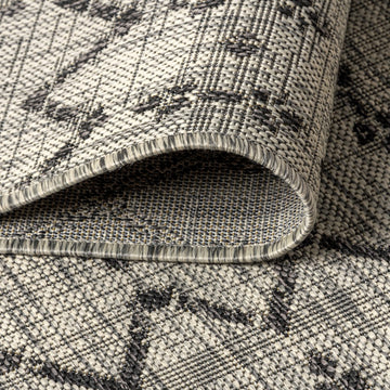 Ourika Moroccan Geometric Textured Weave Indoor/outdoor Round Rug